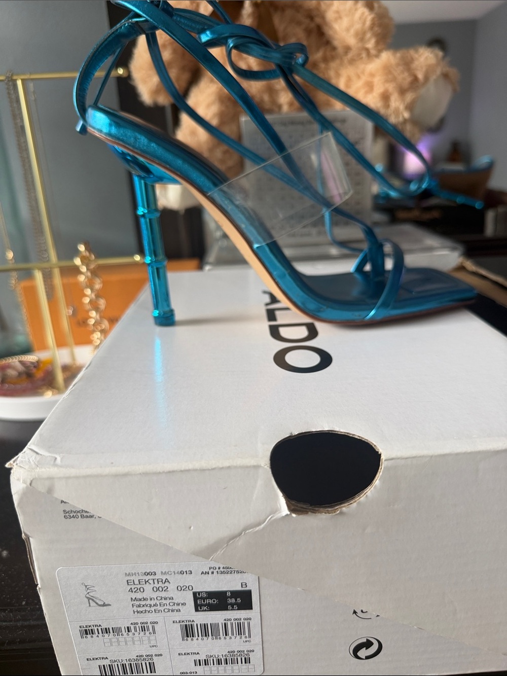 Aldo Metallic Teal Strappy High-Heel Sandals